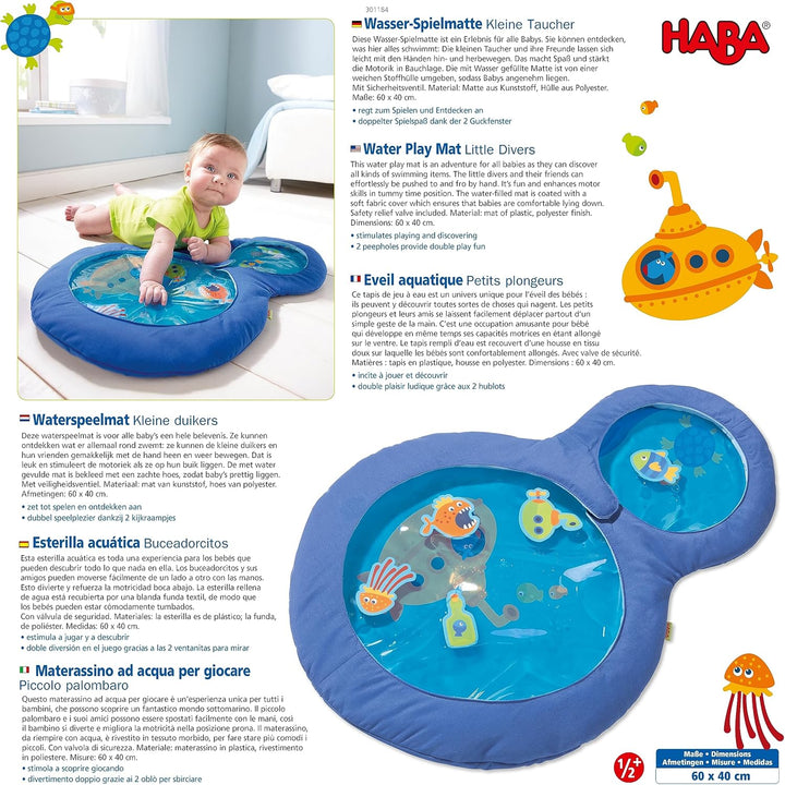 Haba 301184 - Wasser-Spielmatte kleine Taucher, wasserbefülltes Baby-Spielzeug mit beweglichen Schwi