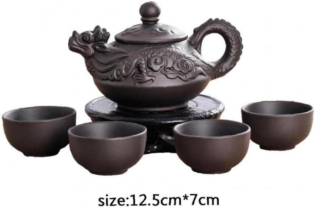 Drachen-teekanne 4 Tassen Sets Chinesische Handgemachte Zisha-teekanne Keramik Purple Clay Teekanne