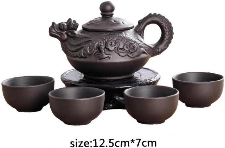 Drachen-teekanne 4 Tassen Sets Chinesische Handgemachte Zisha-teekanne Keramik Purple Clay Teekanne