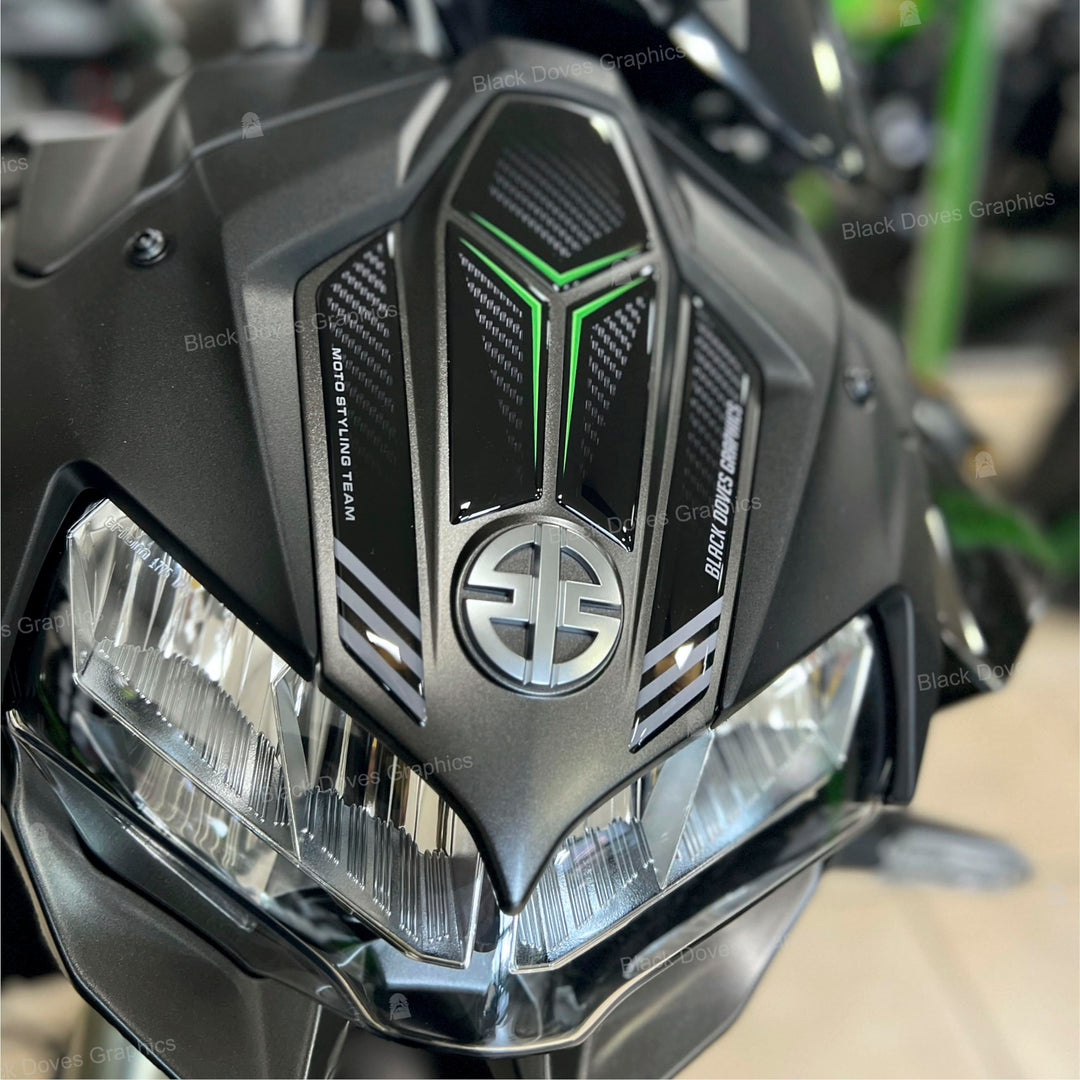Harzbeschichtete 3D-Aufkleber Schutz kompatibel mit KAWASAKI Z H2 SE 2021-2024 (Frontschutz), KAWZH2