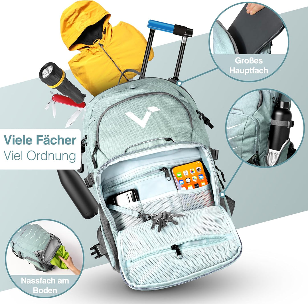 Valkental - Innovativer Rucksack mit perfekter Aufteilung (22L) Erweiterbares Volumen (Kein Schwitze