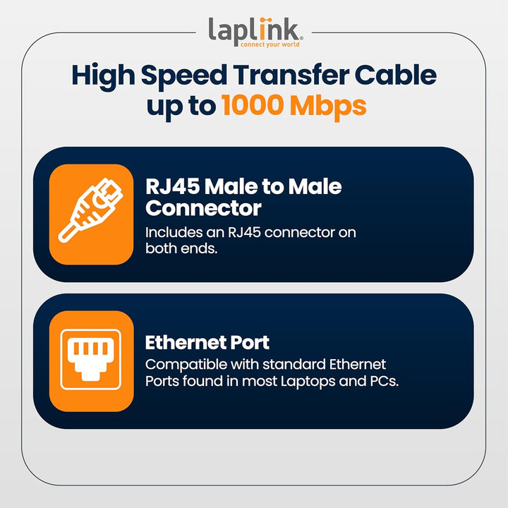 LAPLINK - Ethernet-Kabel - Highspeed-Datenübertragung - Übertragungskabel für PCmover-Migrationssoft