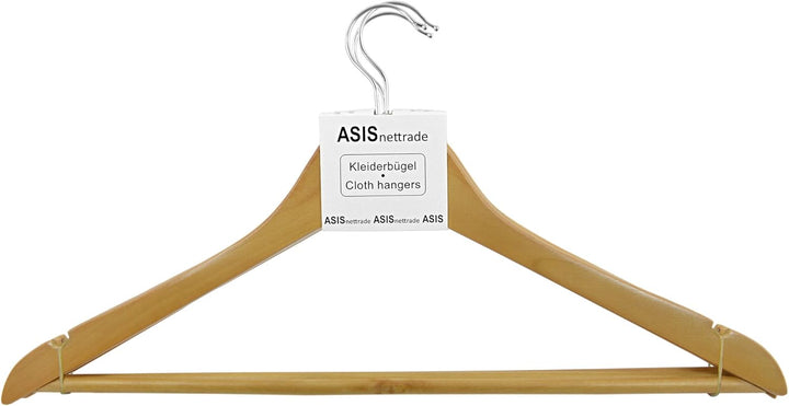 20 Stück Holz Kleiderbügel Holzbügel Gaderobenbügel mit Hosensteg Hosenstange Hosenbügel + drehbarer