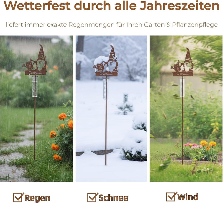 Regenmesser für Garten Dekorativer Niederschlagsmesser mit Erdspiess, Regenwassermesser Glas auf Gar
