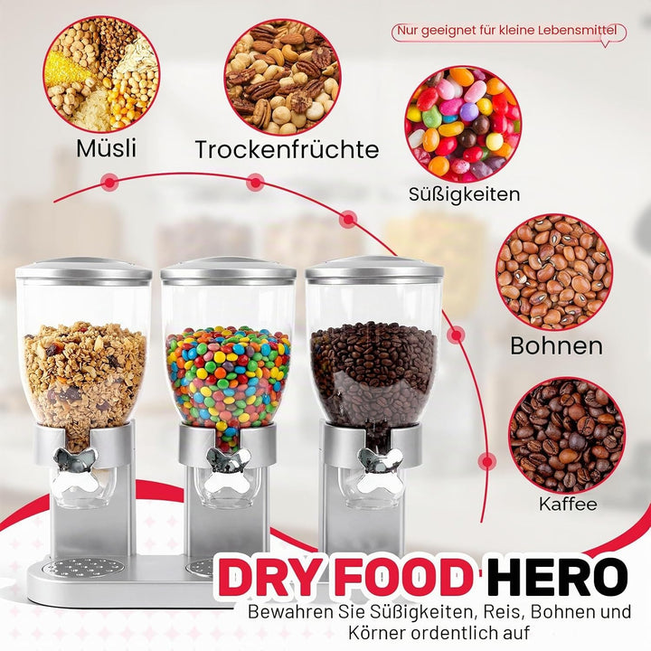 Sinceroduct Cereal Dispenser Countertop 2L, 3er Set Dreifacher Müsli Verteiler für die Arbeitsplatte
