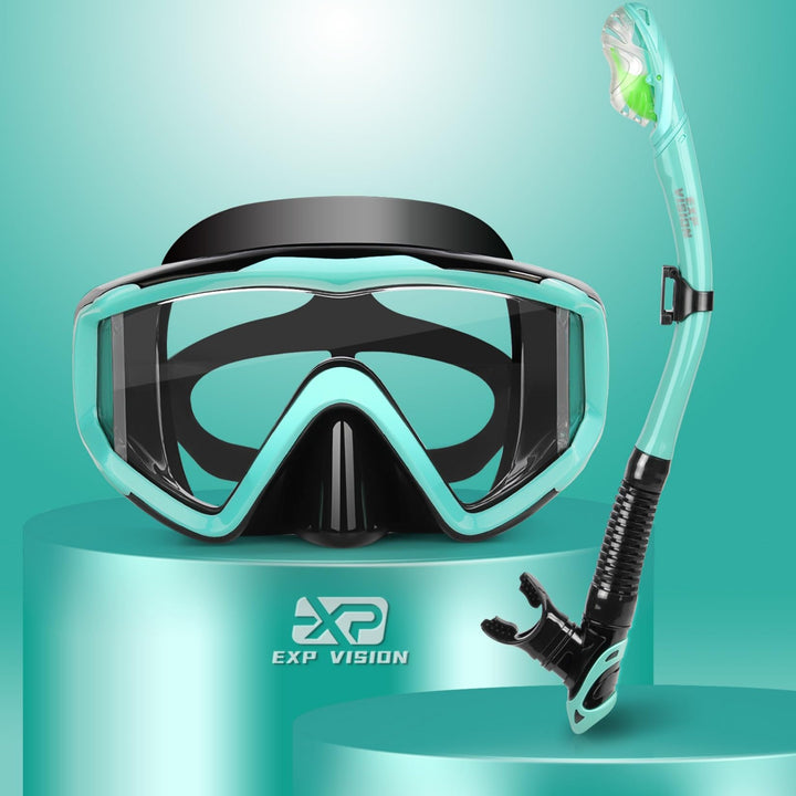 Trockenschnorchel-Set, Pano 3-Fenster-Schnorchelmaske, Anti-Fog-Taucherbrille und Schnorchel, profes