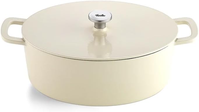 Fissler Moments Collection Gusseisen-Bräter, Elfenbeinweiss, Oval, 33 cm, Emailliert