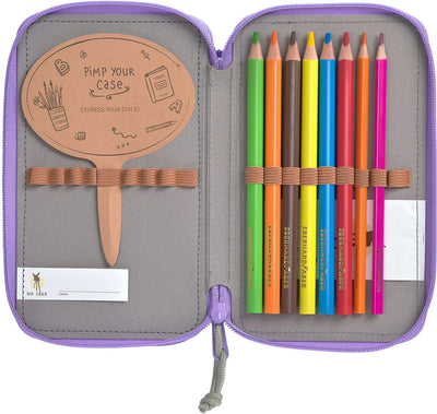 LÄSSIG Federmäppchen befüllt 20-teilig / School Triple Pencil Case Unique Violet/Lavender