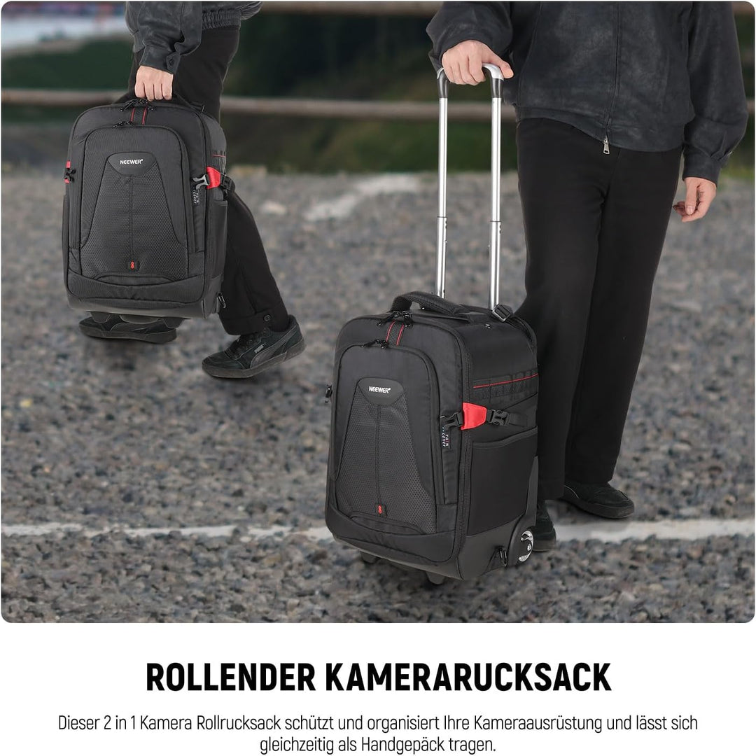 Neewer 2-in-1 rollend Kamera Rucksack Trolley Hülle Anti Schock Abnehmbare gepolsterte Fach, verstec