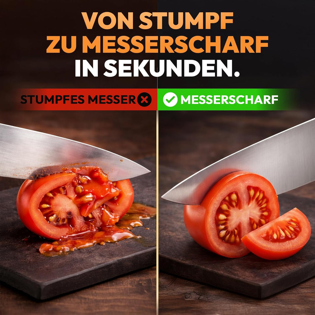 Messerschärfer Manuell 3-Stufen – Profi Messerschärfer und Messerschleifer für Küchenmesser – Diaman