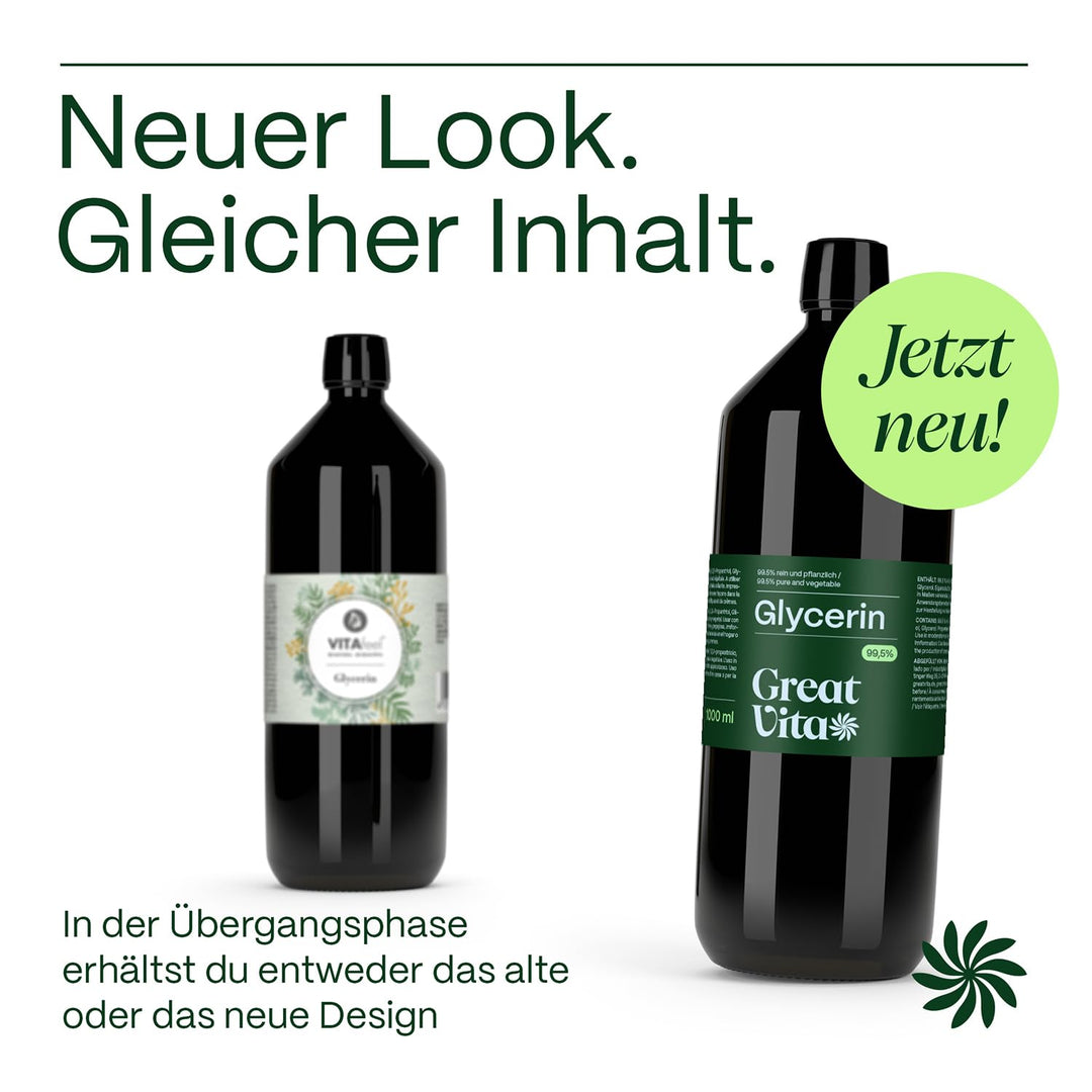 GreatVita Glycerin 3000 ml 99,5% | Rein pflanzlich und vegan – vielseitig einsetzbar für Kosmetik, H