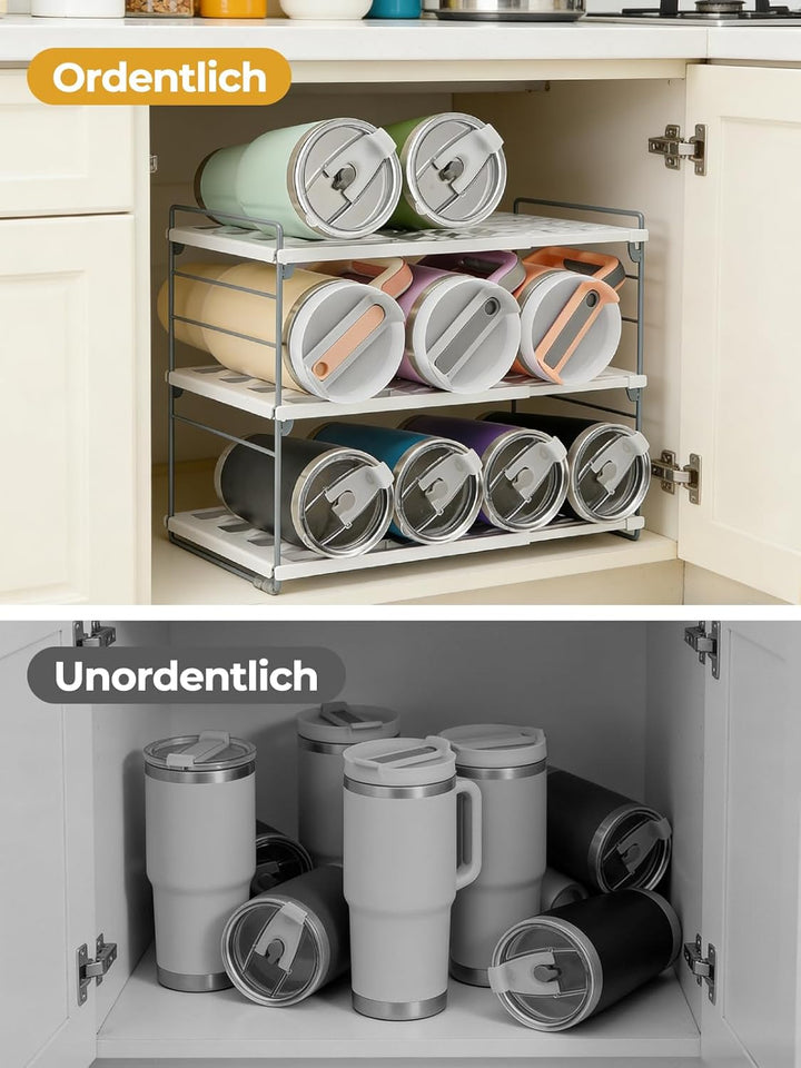mepure 3-schichtiges verstellbares Flaschenregal für Küche und Kühlschrank, ausziehbarer Flaschen-Or