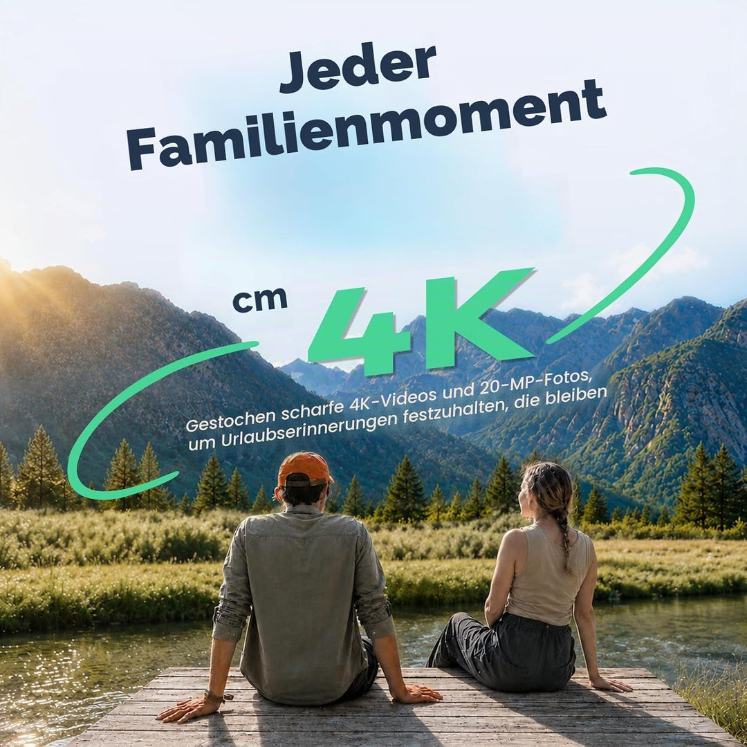 AKASO Action Cam 4K30FPS mit 60cm Stativ Selfie Stick und Tasche Unterwasserkamera WiFi 40M EIS Anti