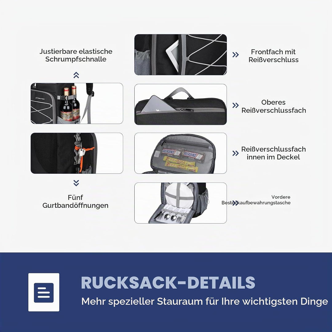 Maelstrom Kühlrucksack 35/50 Dosen, Isolierter Cooler Rucksack Auslaufsicher, Grosse Kühltasche Ruck