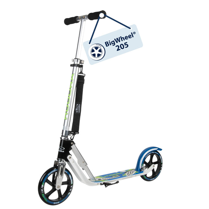 HUDORA BigWheel 205 Scooter - Stabiler Aluminium-Roller - Höhenjustierbarer & zusammenklappbarer Cit