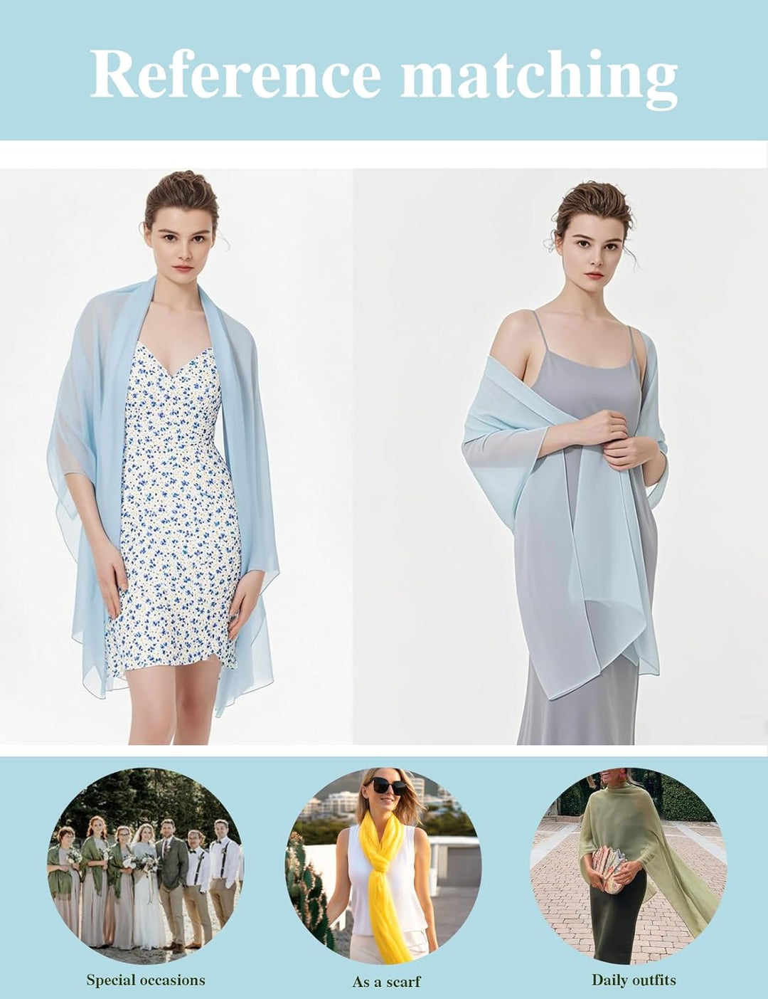 BEAUTELICATE Chiffon Schal Stola Damen Festlich Elegante Tücher Schultertuch Stola für Abendkleider