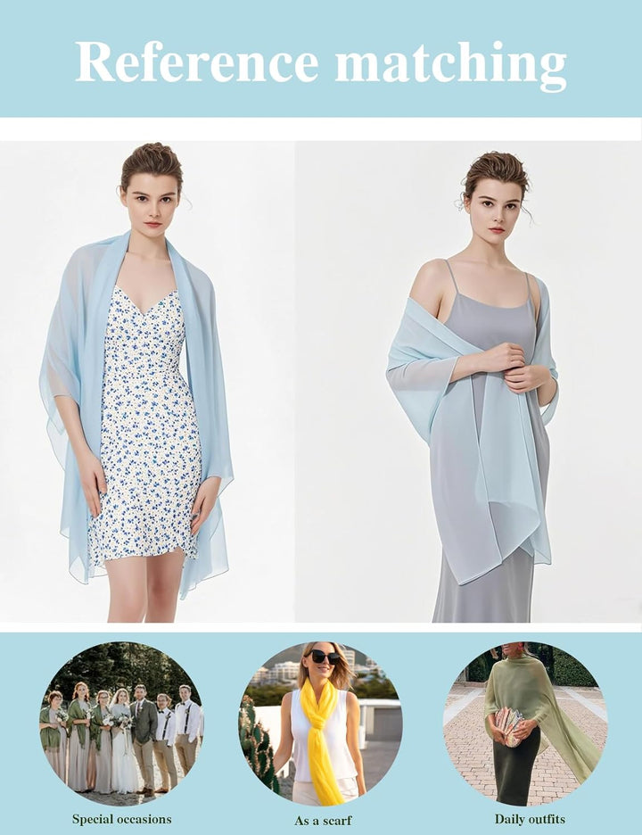 BEAUTELICATE Chiffon Schal Stola Damen Festlich Elegante Tücher Schultertuch Stola für Abendkleider