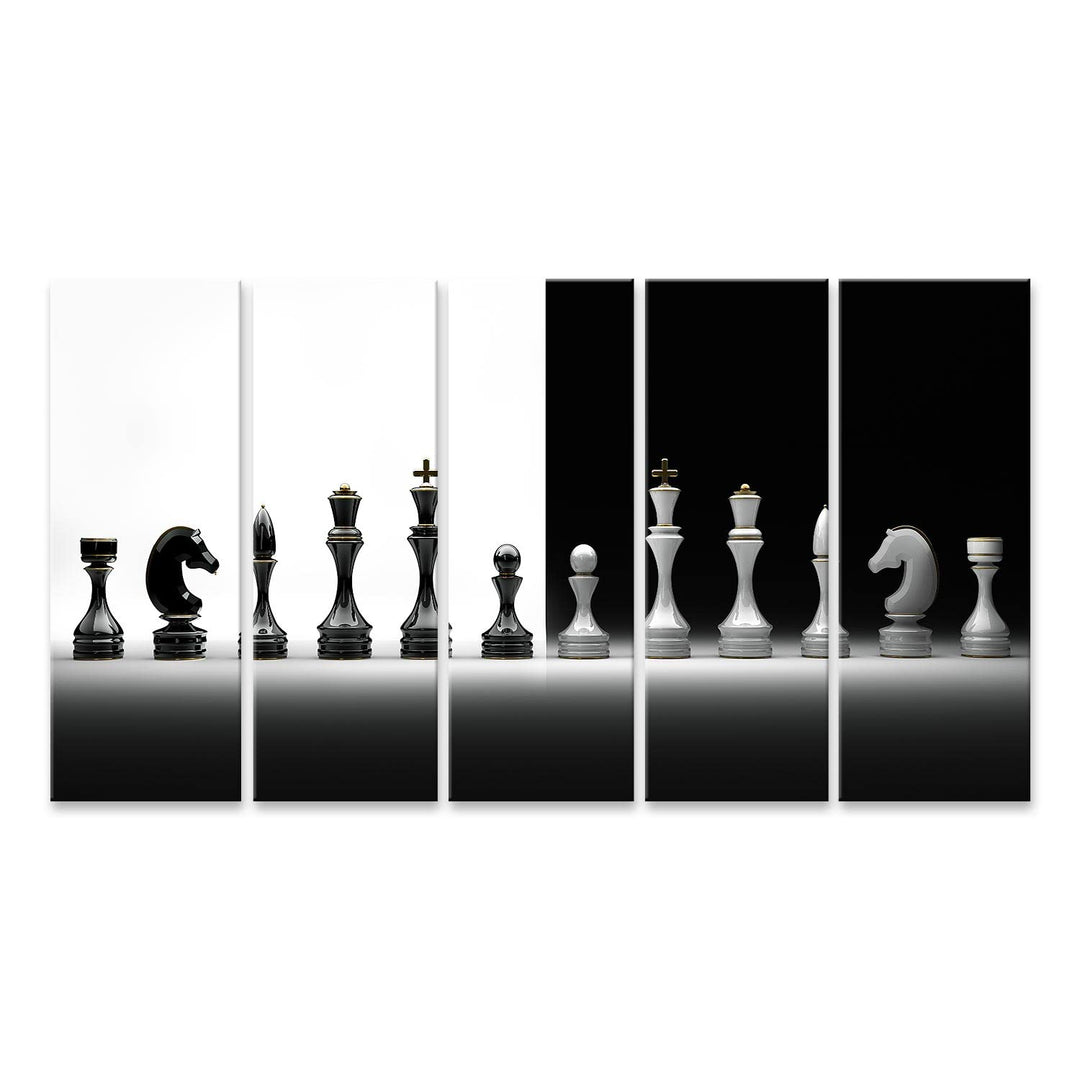 islandburner Bild auf Leinwand Komplettset Schach Bilder Wandbilder Poster, Leinwand 170x80cm - 5 Te