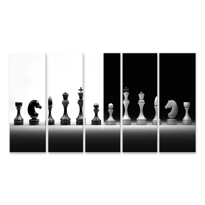 islandburner Bild auf Leinwand Komplettset Schach Bilder Wandbilder Poster, Leinwand 170x80cm - 5 Te