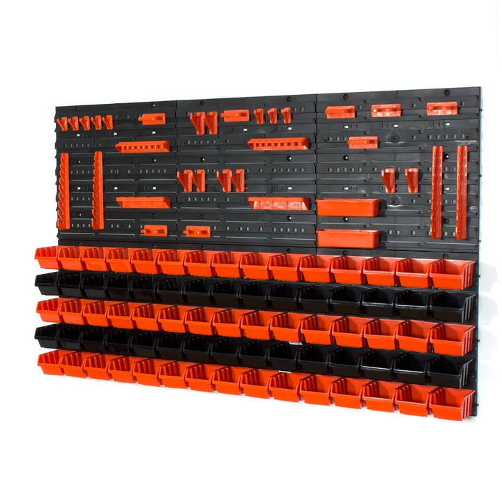 Aufbewahrungsbehälter mit Wandbefestigung, Grösse XS, 75 Stück, Schwarz / Orange Schwarz & Orange, S