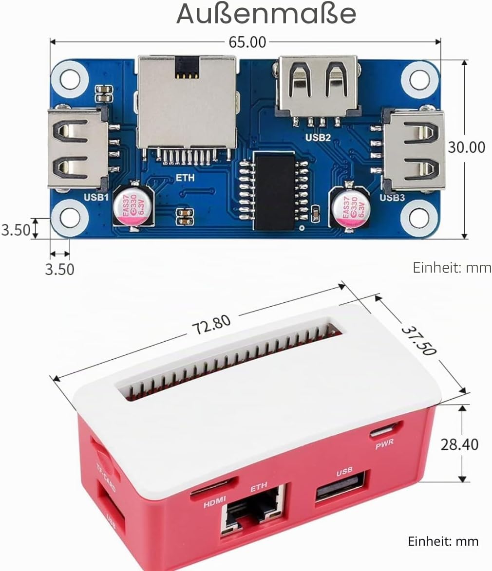 IBest Ethernet/USB HUB HAT B with Box for Raspberry Pi Zero/Zero W/2 W/Zero WH/2 WH,Ethernet USB HUB