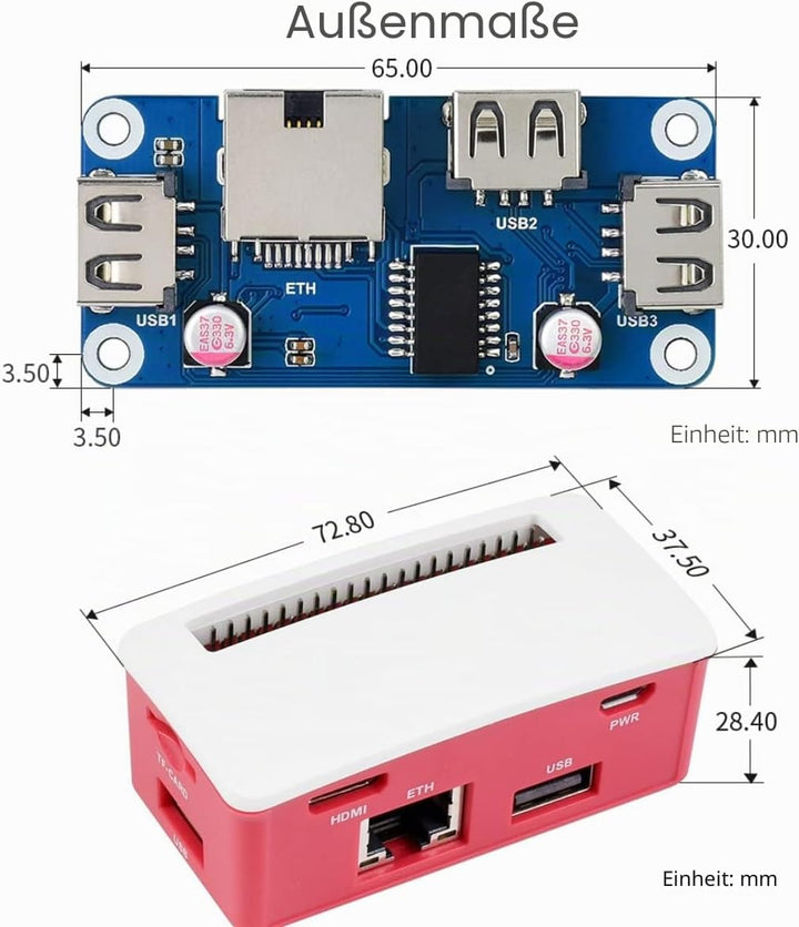IBest Ethernet/USB HUB HAT B with Box for Raspberry Pi Zero/Zero W/2 W/Zero WH/2 WH,Ethernet USB HUB
