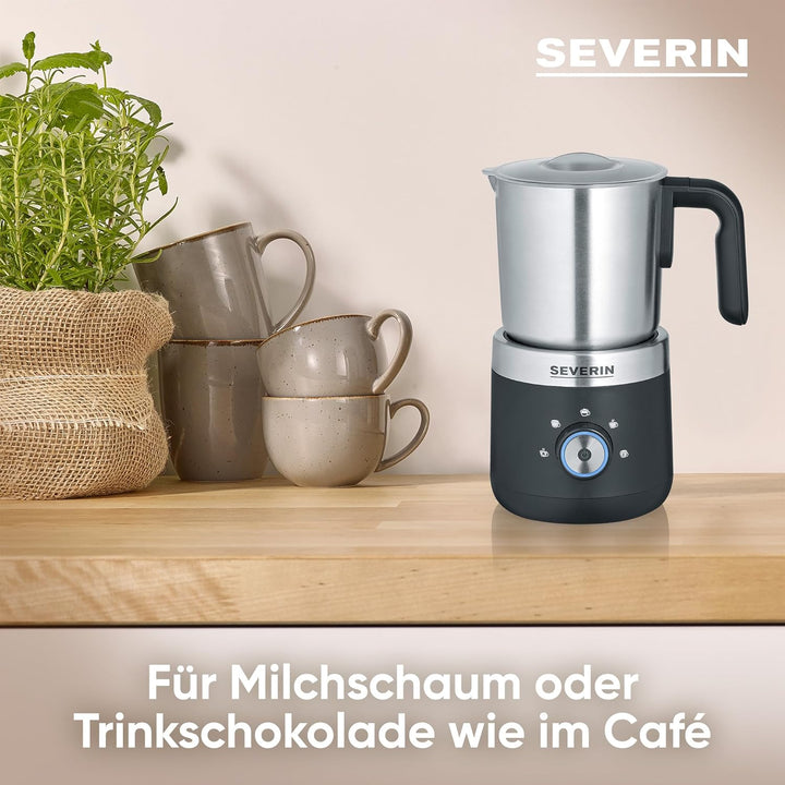SEVERIN Milchaufschäumer, elektrischer Milchaufschäumer mit Edelstahl-Milchbehälter, Milchschäumer f