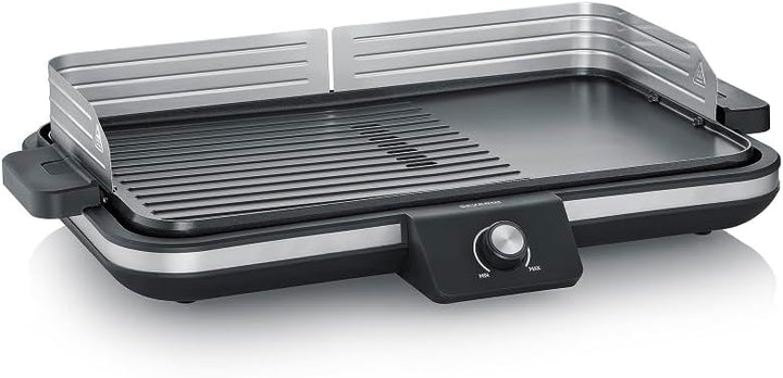 SEVERIN Tischgrill Plancha, antihaftbeschichtete Plancha Grillplatte mit glatter und gerippter Oberf