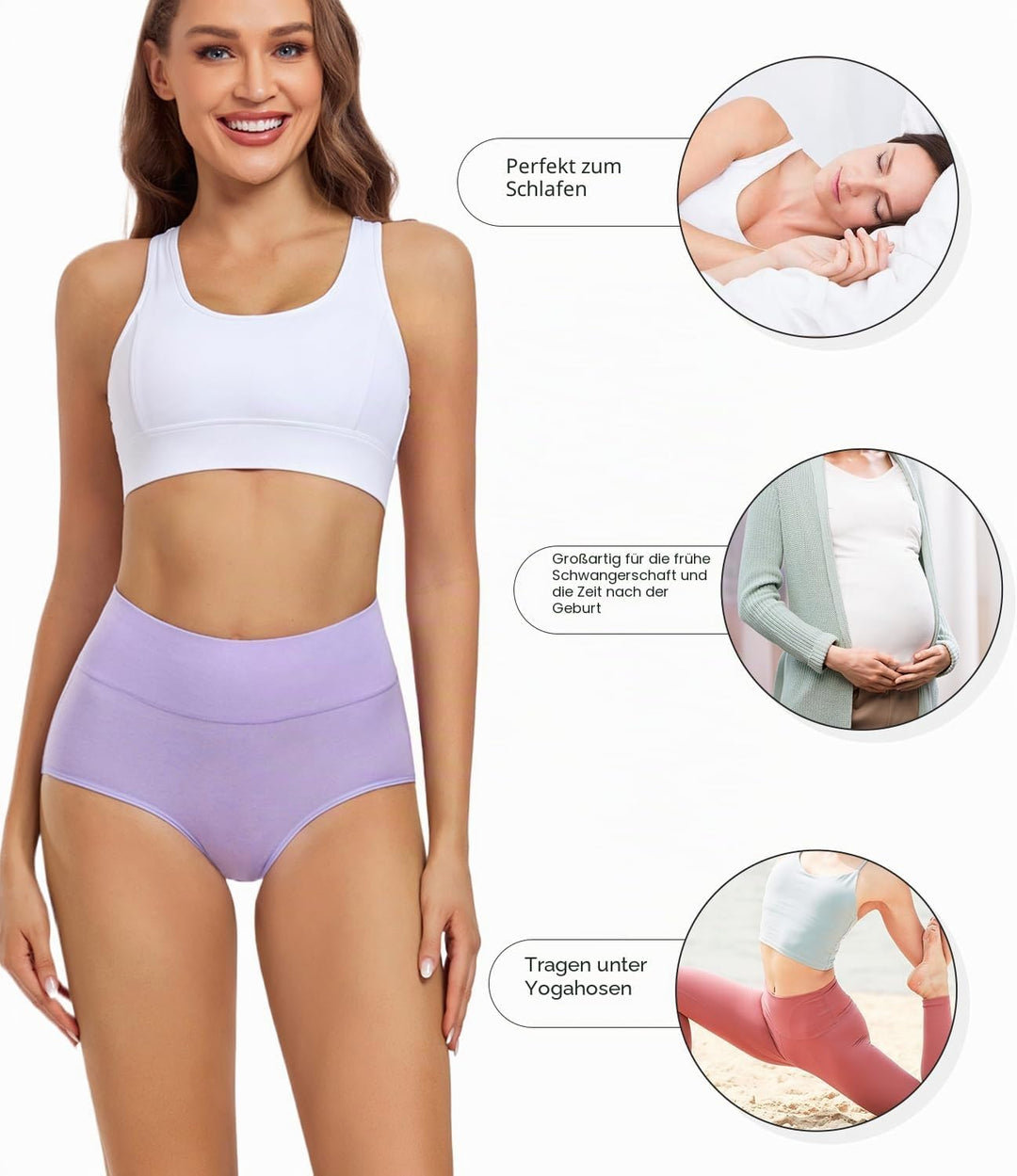 wirarpa Unterhosen Damen Baumwolle Frauen Unterwäsche Hohe Taille Slips Hoher Taillenslip 4er Pack L