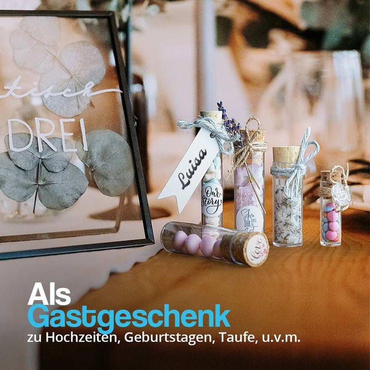 Tuuters 100x Kunststoff Reagenzgläser mit Korken, Kunststoffröhrchen (95 x Ø17, Presskorken) 95 x Ø1