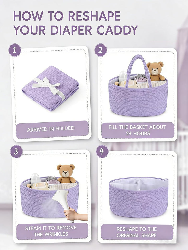 Windel-Caddy Organizer mit Griff, Baby Windel-Caddy mit Trennwänden, Windel-Organizer Korb für Baby