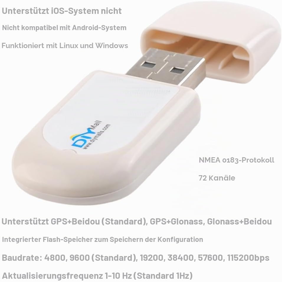 DIYmalls G72 G-Mouse USB GPS Empfänger Modul GNSS GPS Dongle NMEA 0183 w/PPS LED-Anzeige für Raspber