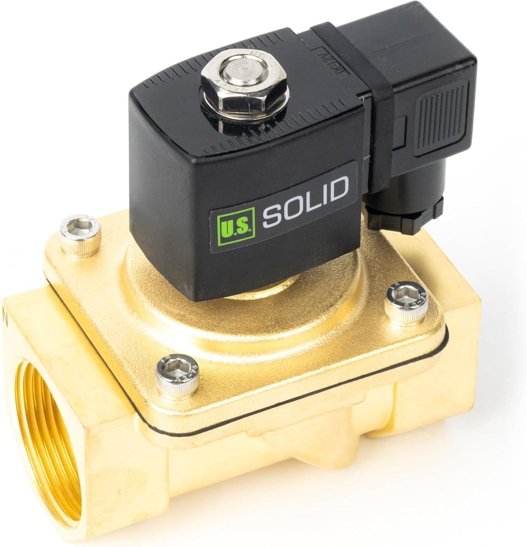 U.S. Solid 1-1/4" Magnetventil - Messing DC 12V mit Viton-Dichtung, stromlos geschlossen, Anschlussd