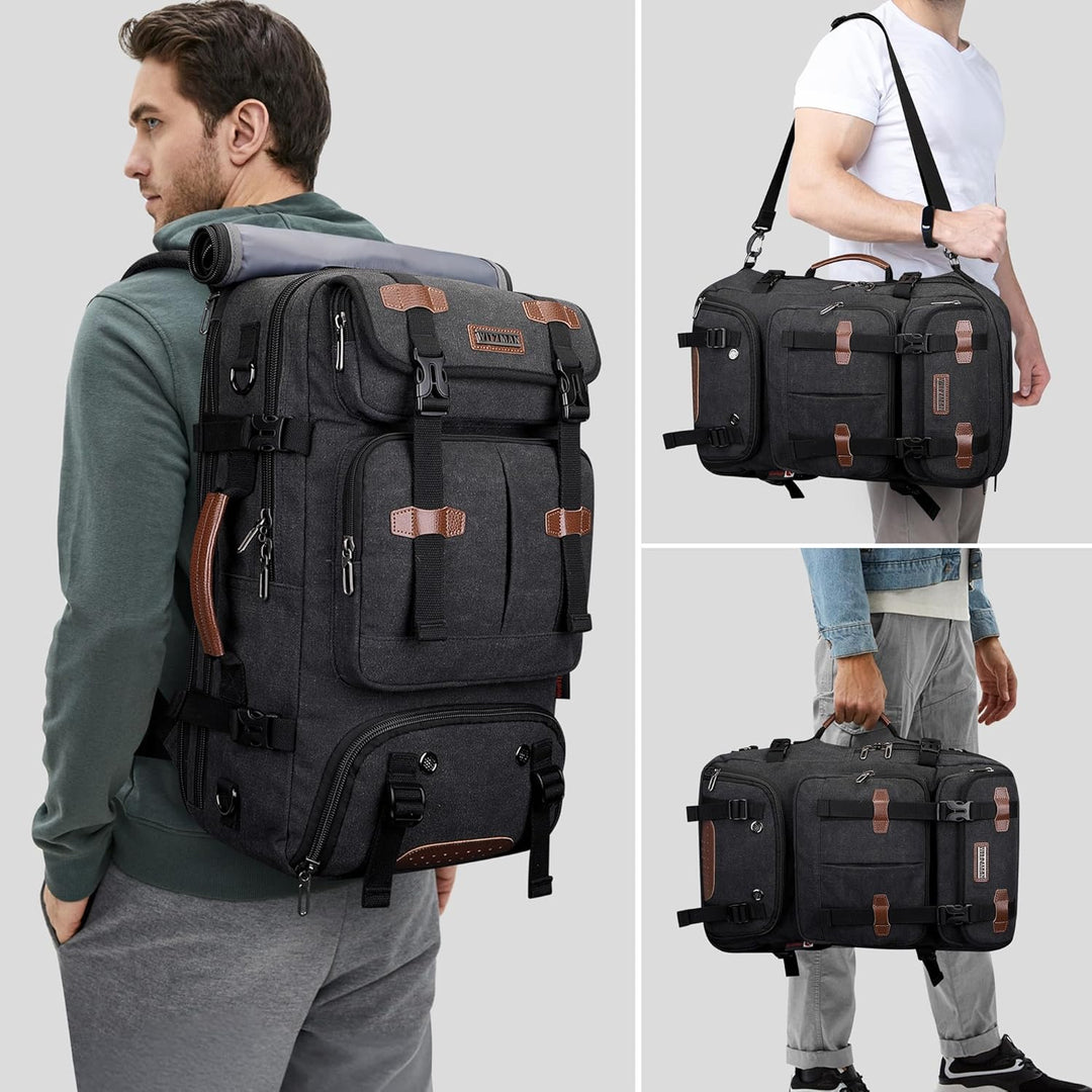 WITZMAN Reiserucksack Herren Gross 40L Canvas Vintage 3 in 1 Rucksack Fit 16 Zoll Laptop Rucksack fü