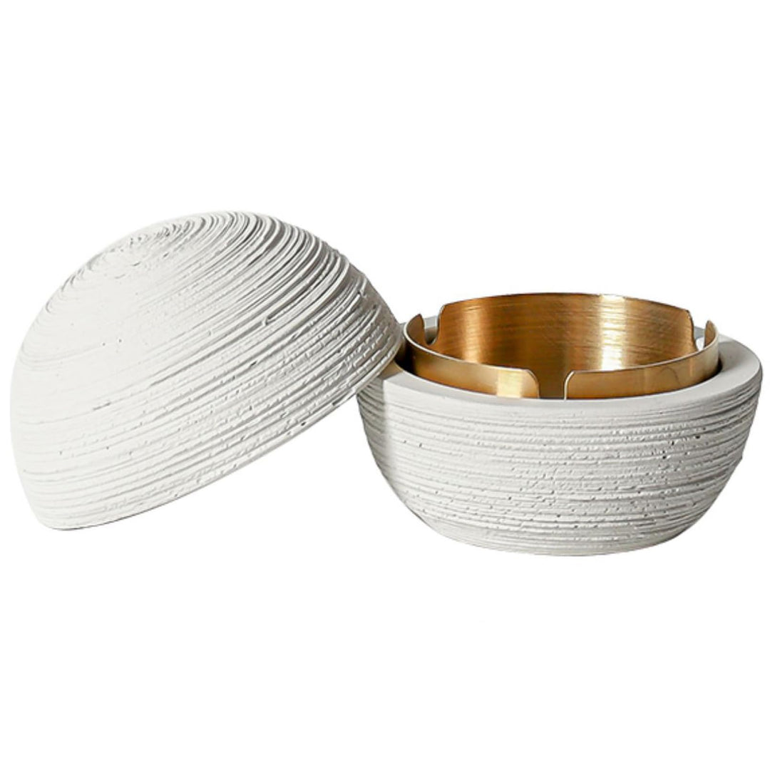 Cutfouwe Beton-Edelstahl Tischmülleimer Mit Deckel – Outdoor-Mülleimer Für Garten & Balkon,Weiss,10c