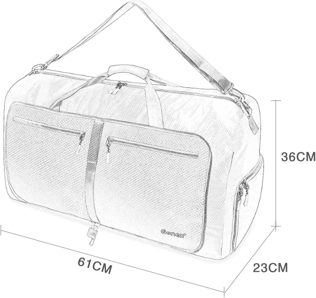Gonex Leichter Faltbare Reise-Gepäck 60L Duffel Taschen Übernachtung Taschen/Sporttasche für Reisen