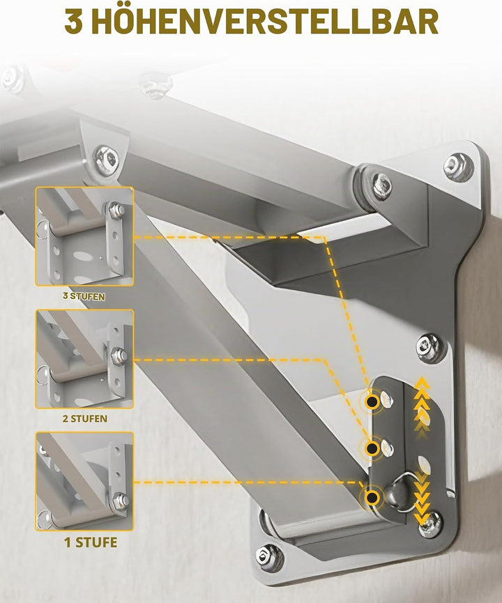 GuuG Klimmzugstange Wand Pull Up Bar: Pullup Wall Wandmontage Verstellbare Klimmzug Stange Multifunk