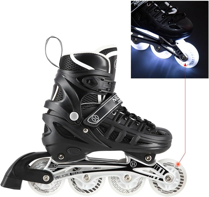 LED 4-in-1 Inline-Rollschuhe Triskates Schlittschuhe mit einstellbarer Grösse 31–42 Inlines ABEC7 fü