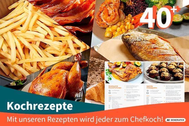 aeco COMPACT AirFryer 4,3 Liter, Heissluftfritteuse mit digitalem Touch-Display, 1500 Watt, 80°-200°