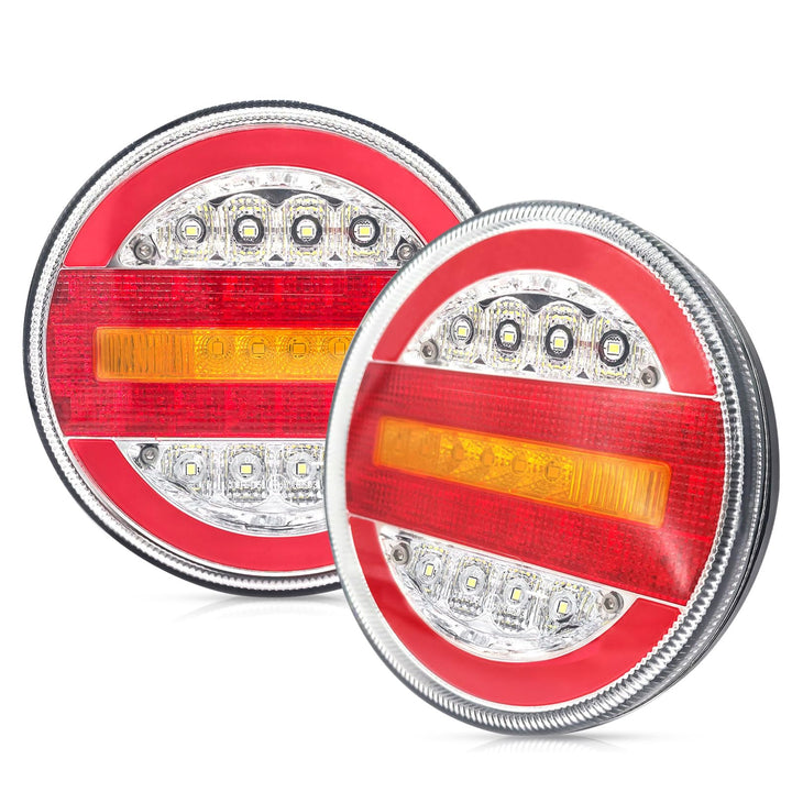 AOJO 2 x Rund LED Rücklicht Set für Anhänger, 12V 24V Universelles Hamburger Rücklichter Wasserdicht