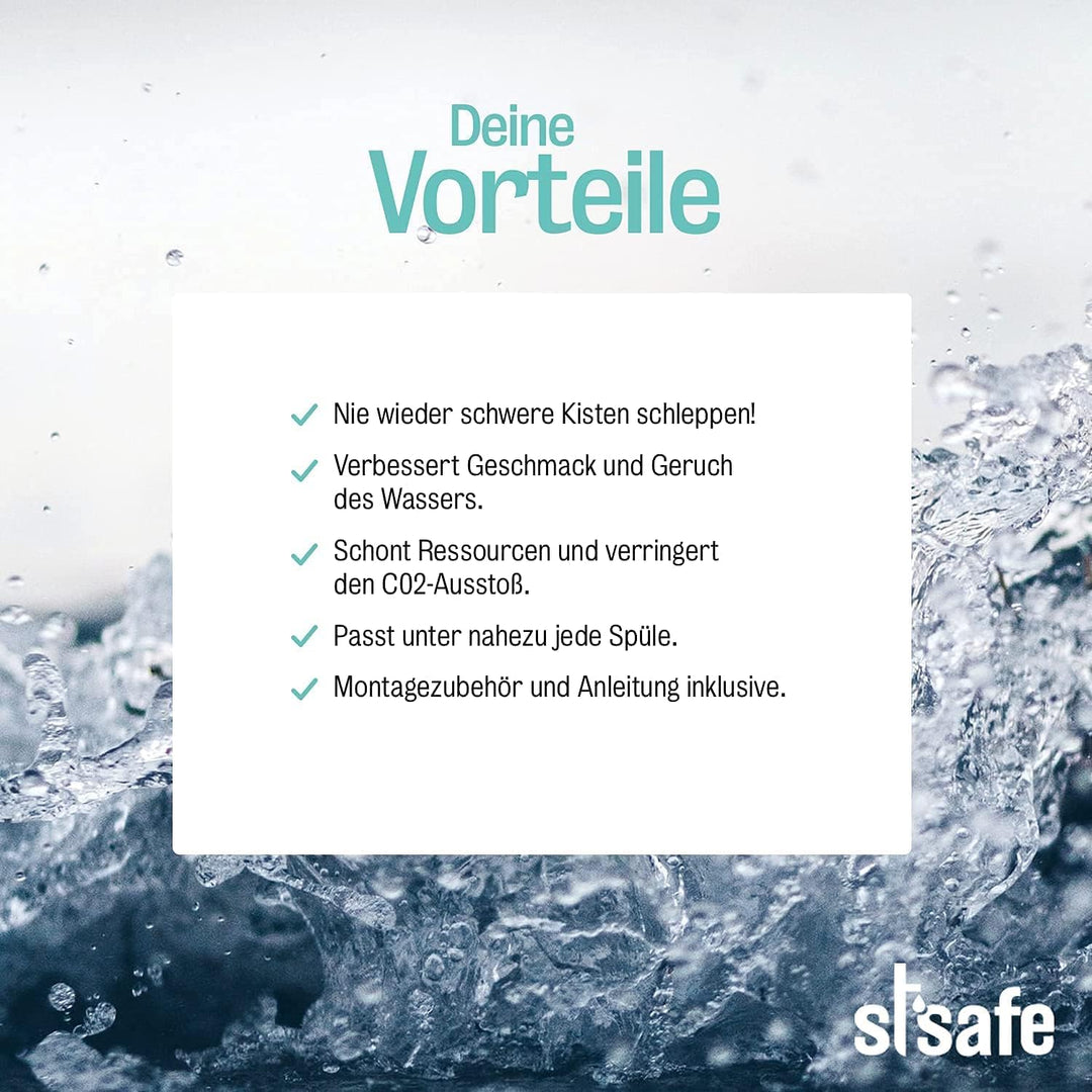 staysafe BASE Wasserfiltersystem inkl gratis Montagezubehör | Schnell installierter Untertisch-Wasse