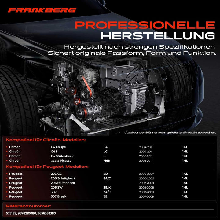 Frankberg Spannrolle Riemenspanner für Berlingo C4 Xsara 206 307 Partner 1.6L Benzin 2000-2021 5751E