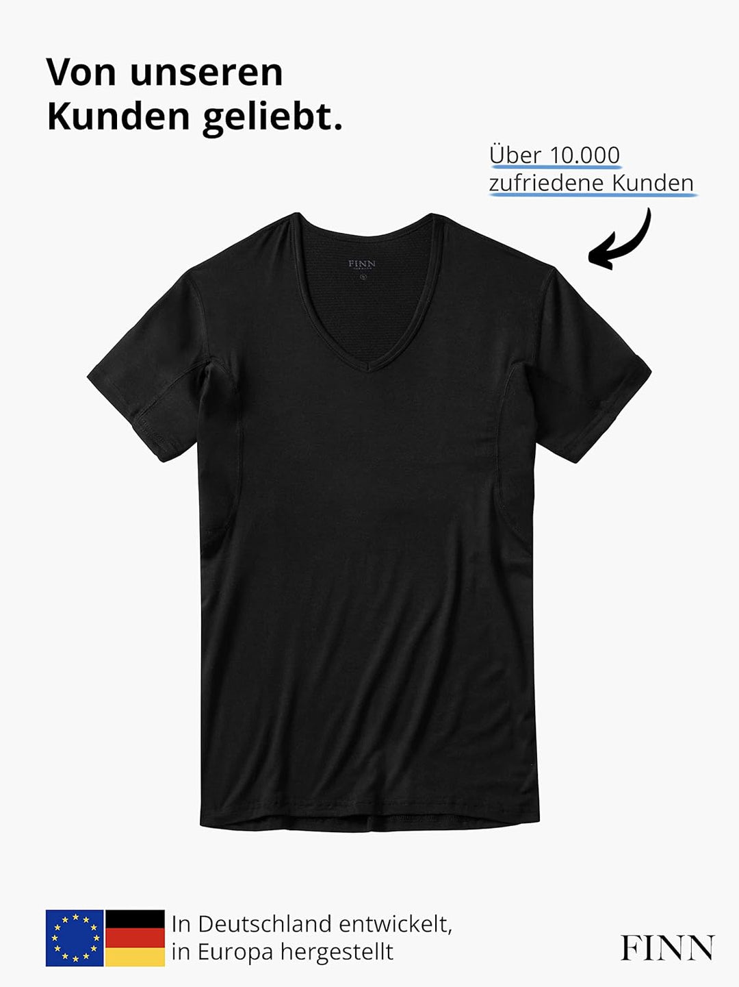 FINN Anti-Schweiss Shirt Herren mit Einlage am Rücken und integrierten Achselpads gegen Starkes Schw