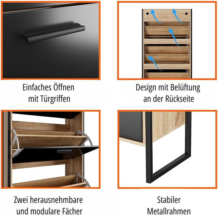 CASABEL Industrieller Schuhschrank, 12 Paar – Schuhschrank, Aufbewahrung für Eingangsbereich, hohe K