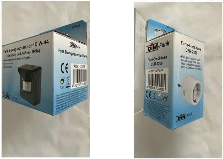 PD-540 DIW-FUNK Bewegungsmelder für innen und aussen mit Empfänger Funk Steckdose 2300W Zwischenstec