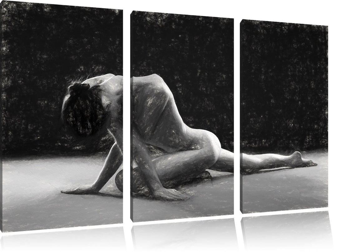 Pixxprint Schöne sexy Frau Macht Yoga Kunst als Leinwandbild/Grösse: 3 Teilig (120x80) cm/Wandbild/K