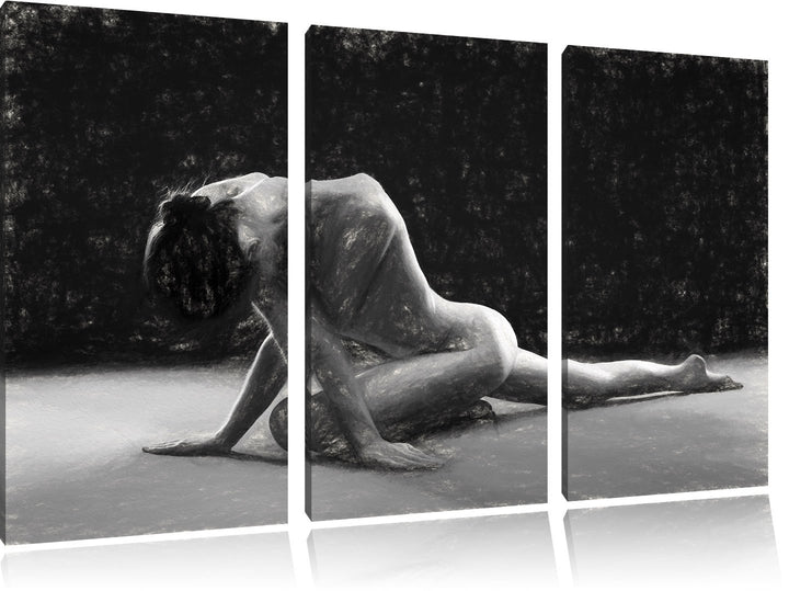 Pixxprint Schöne sexy Frau Macht Yoga Kunst als Leinwandbild/Grösse: 3 Teilig (120x80) cm/Wandbild/K