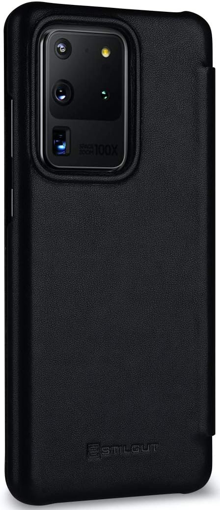 STILGUT Book Case kompatibel mit Samsung Galaxy S20 Ultra Hülle aus Leder zum Klappen, Klapphülle, H