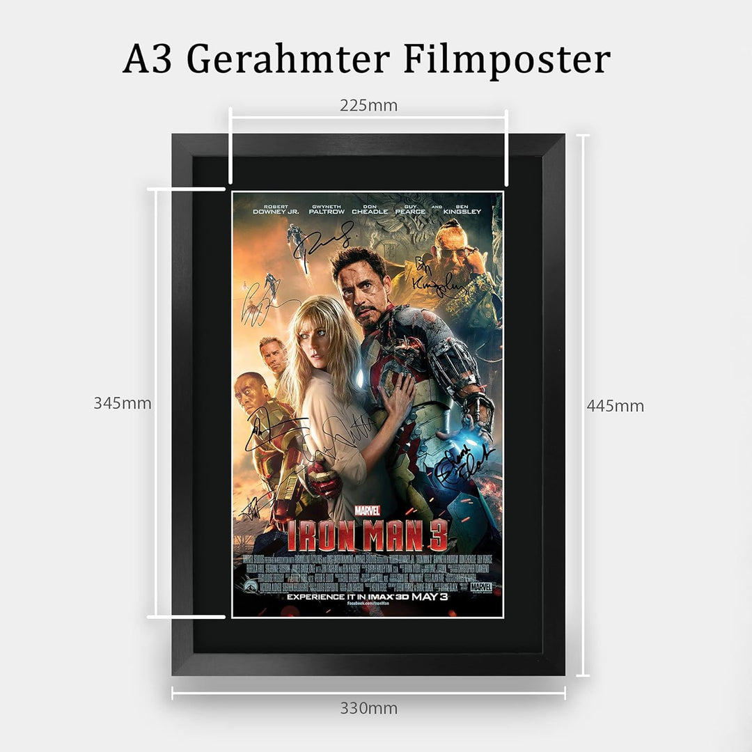 HWC Trading A3 FR Iron Man 3 Robert Downey Jr und Cast Geschenke Printed Poster Autogramm Bild für F