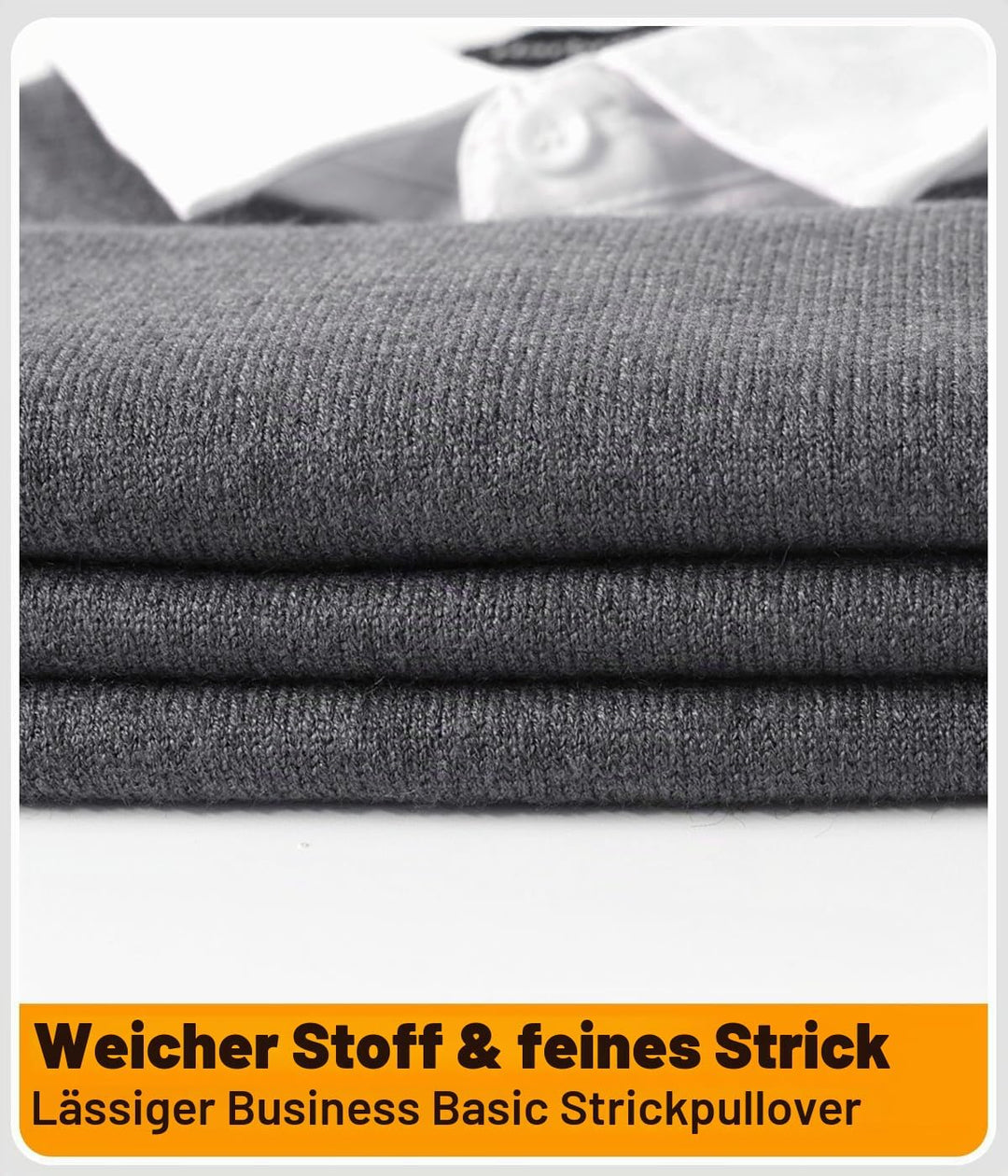 Herren Strick Pullover V Ausschnitt Strickpullover Feinstrick Mock Hemdkragen Strickwaren Lange Ärme